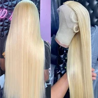 Perruque Lace Front Wig naturelle lisse, cheveux humains, blond 613, 13x6, 13x4, pre-plucked, pour femmes 3