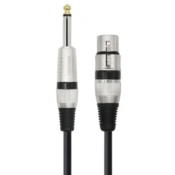 High-Quality 6.35mm TS to XLR Female Audio Cable - 10m (Black)