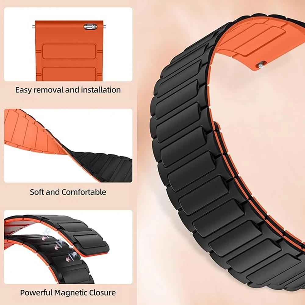 Magnetic Loop Silicone Smartwatch Strap - 22mm Adjustable Band