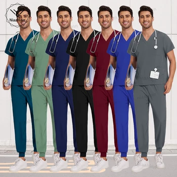 Scrub Uomo Donna Scrub all'ingrosso Uniformi Jogger medico Set Infermieri Accessori Clinica odontoiatrica Toelettatura animali Scrub Top Pantaloni Set