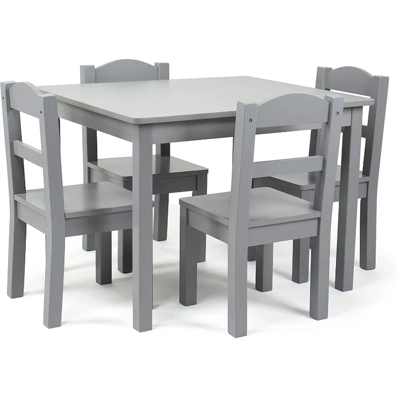 

Humble Crew Kids Wood Table and 4 Chair Set, Grey