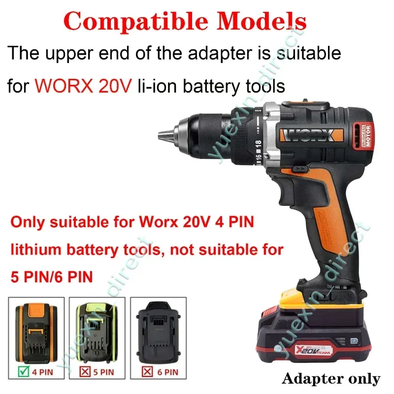 Lithium Ion Parkside 20v Battery Compatibility Worx Adapter For