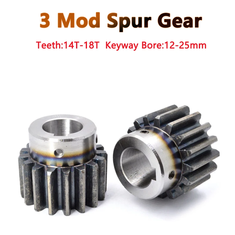 Spur Gear com Passo Keyway Bore Motor Gear Aço 14 15 16 18 Dentes 12 14 14 15 16 18 20 22 24 25 mm 45 Módulo 1pc od 4860 mm m