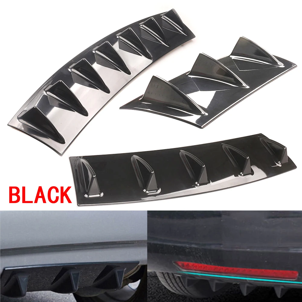 Car Bumper Spoiler Bumper Lip Car Rear Bumper Lip ABS Plastic Universal Rear Bumper Lip Spoiler Chassis Diffuser 3fin 5 Fin 7fin Shark Fin Style
