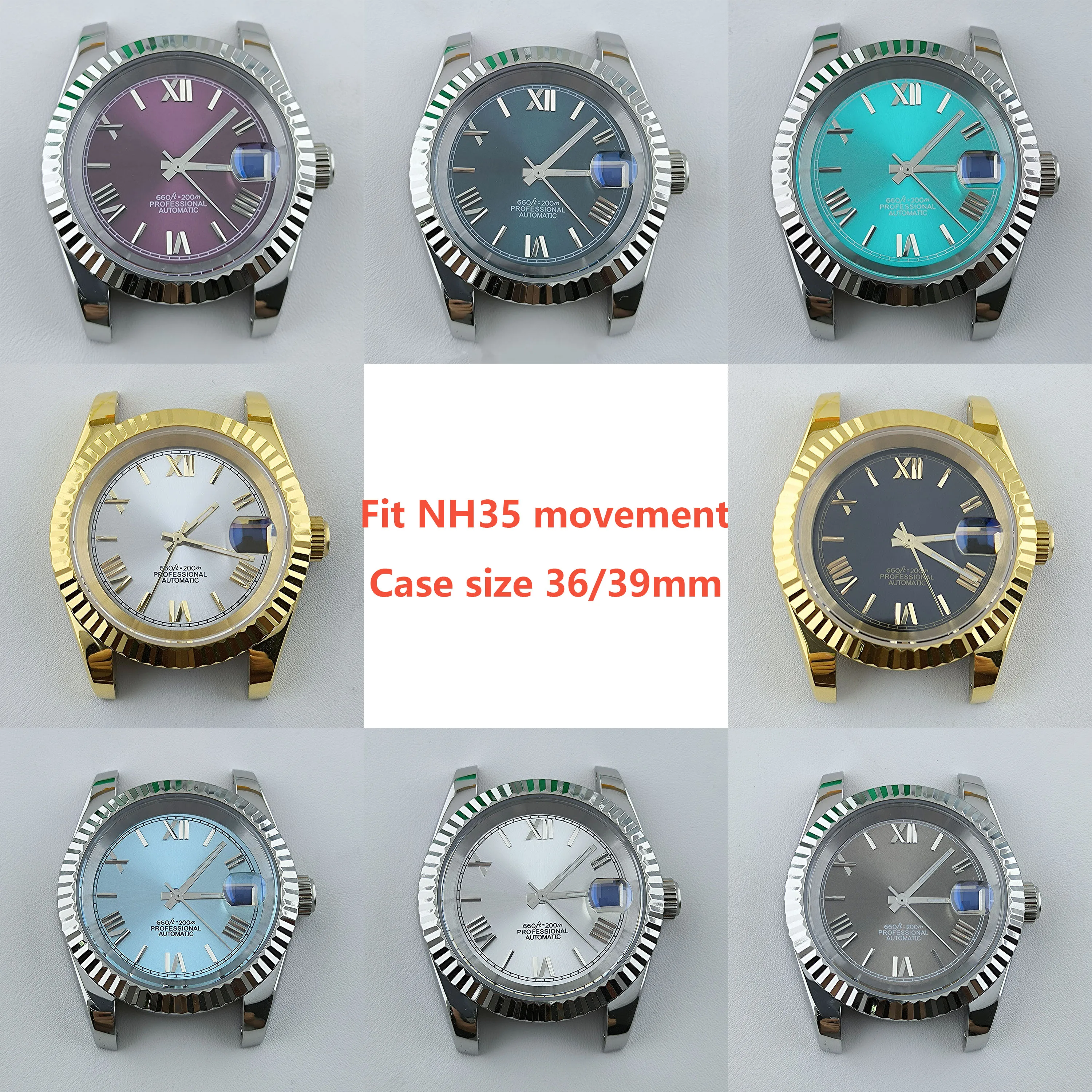 

NH35 case NH35 dial 36mm/39mm sapphire Stainless Steel Case Transparent Case Back for NH35/ NH36 Movement