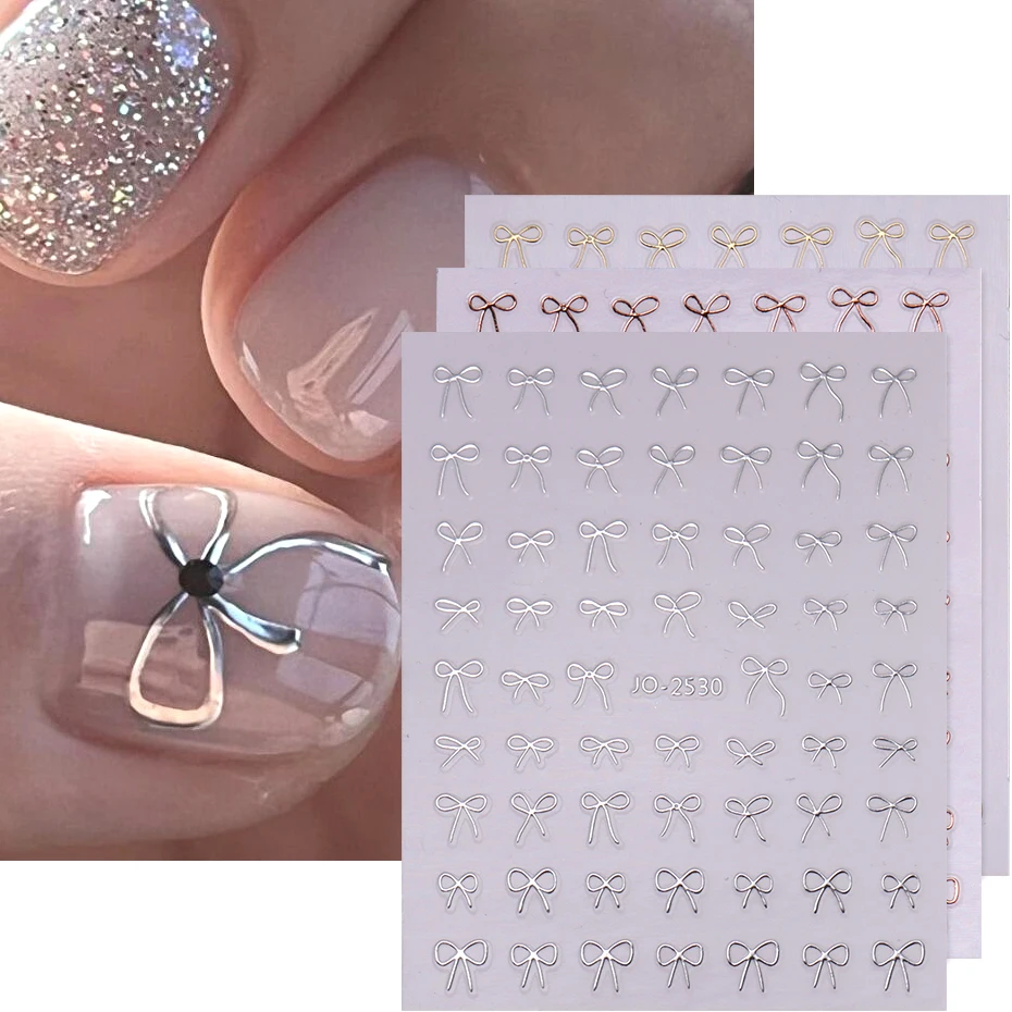 6pcs/set 3D Small Bow Ribbon Bowknot Y2K Nail Sticker Mini Kawaii Japanese Adhesive Decal Valentine's Simple Nail Manicure Decor