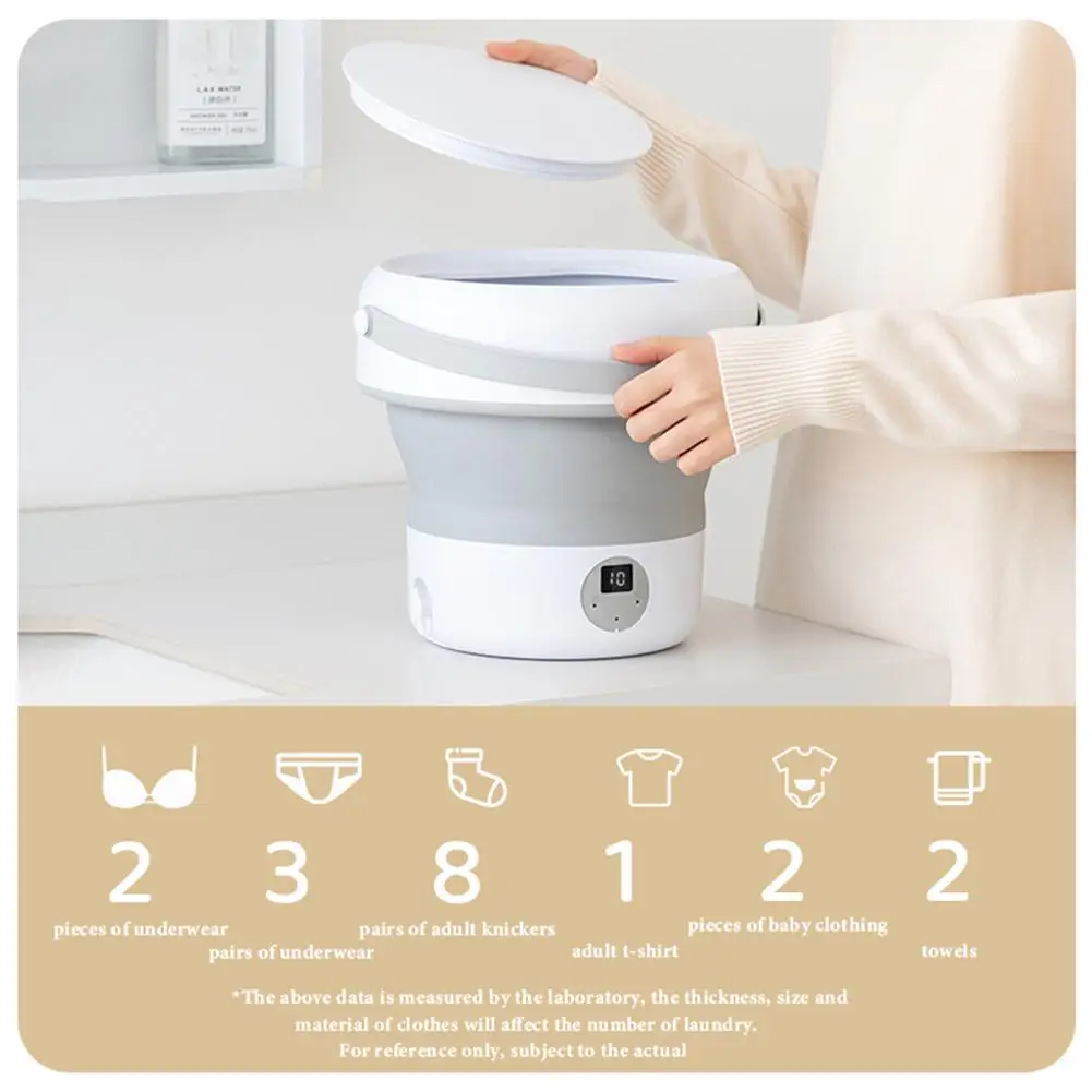 

24W Mini Washing Machine With Drain Basket Portable Foldable Camping Washing Machine For Single Apartments