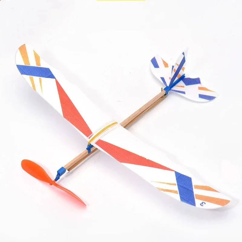 DIY Hand Throw Flying Glider Planes Elastic Rubber Band Powered Flying Plane Airplane Glider Assembly Model Toys For Children