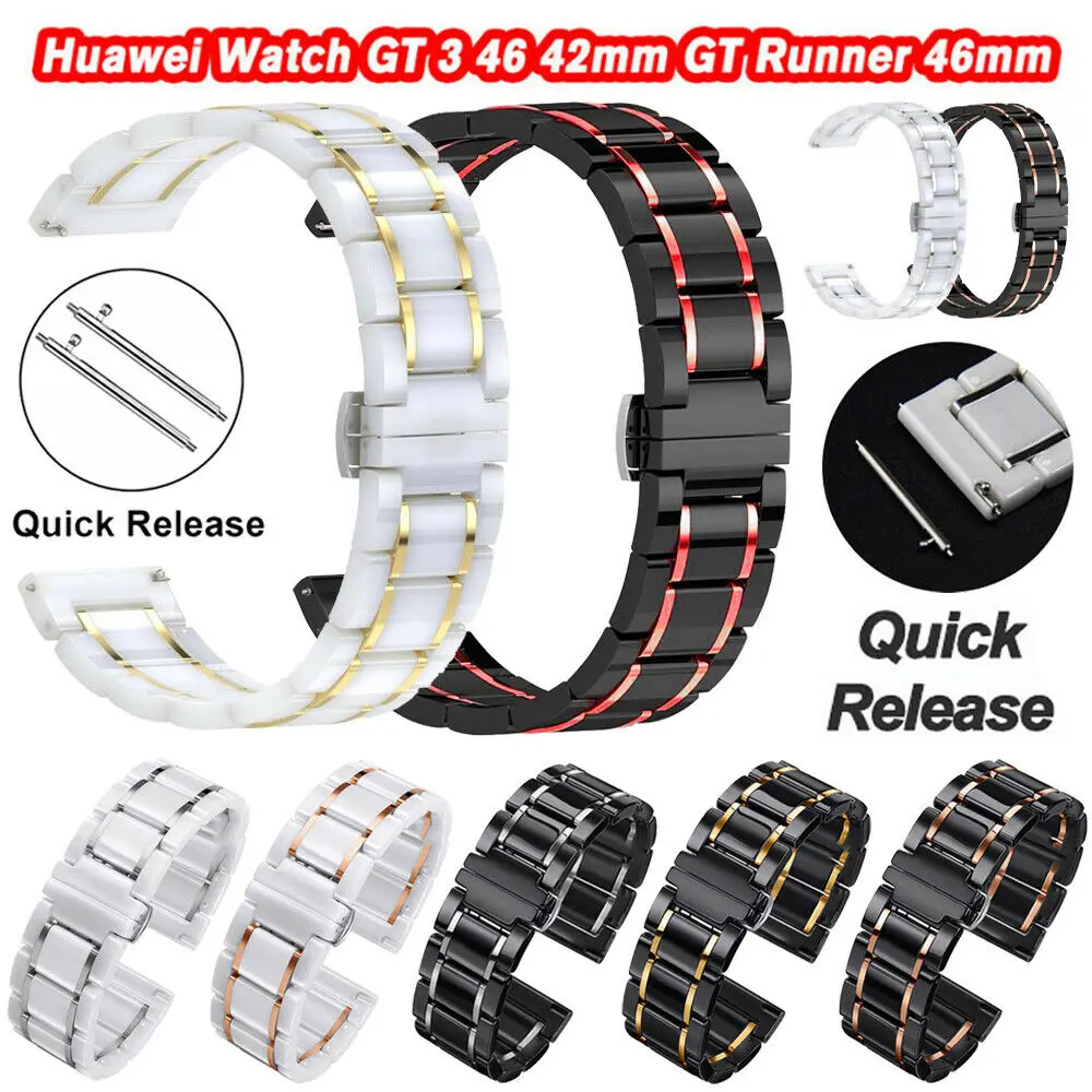 

Replacement Ceramic Band Strap For Huawei watch GT3 pro GT3 46MM 42mm GT2 PRO Runner GS PRO Men's Women's Watch Band Bracelet