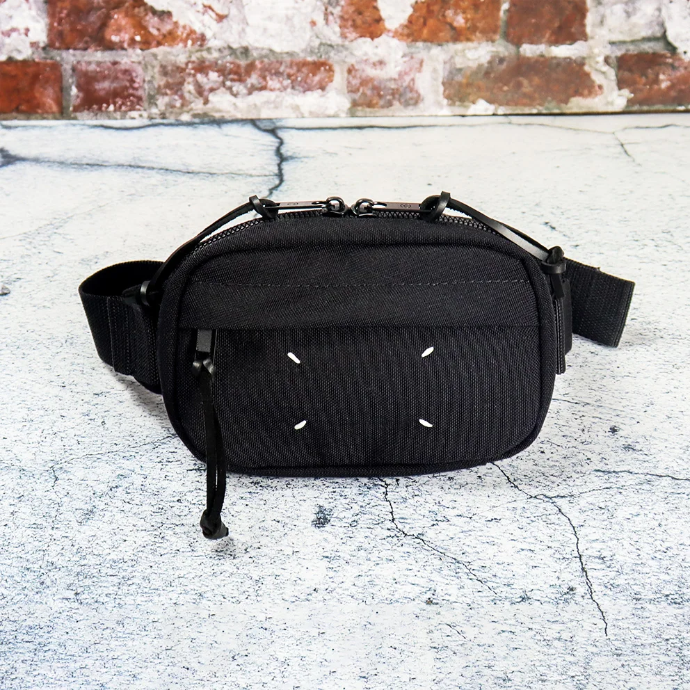 

24SS High Quality MM6 Leather Wallet Men Women High Quality Nylon Fabric Black Chest Bag Waist Bag Coin Purse