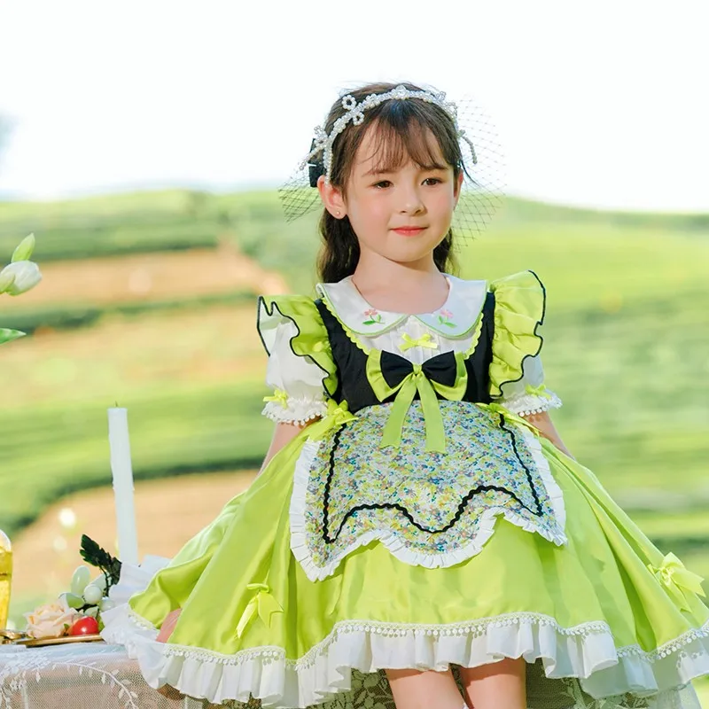 

2023 Lolita Party Dress for Girls Kids Spanish Floral Midi Dresses for Summer Children Chic and Elegant Ball Gowns for Parties