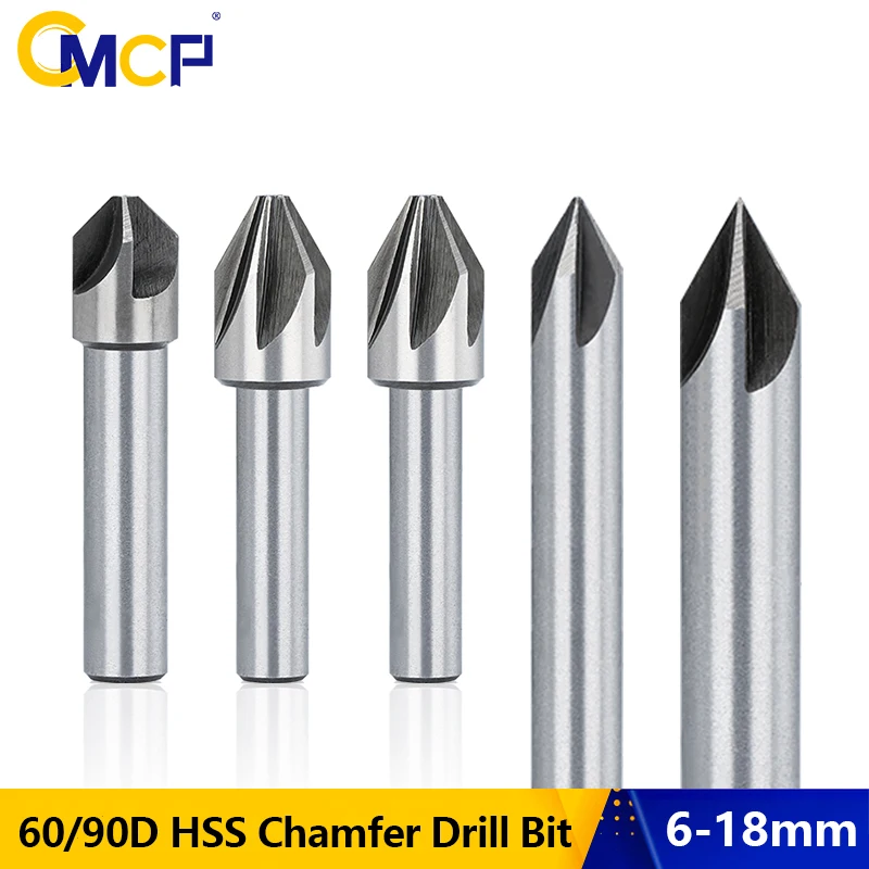 CMCP HSS Steel Chamfering Cutter 4/6/8/10/12/14/18mm 60/90 Degrees Countersink Drill Bit,Metal Chamfering Drill,Hole Cutter