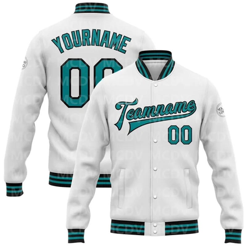 Custom White Vintage USA Flag-Black Bomber Full-Snap Varsity Letterman Jacket  Baseball Button Jacket