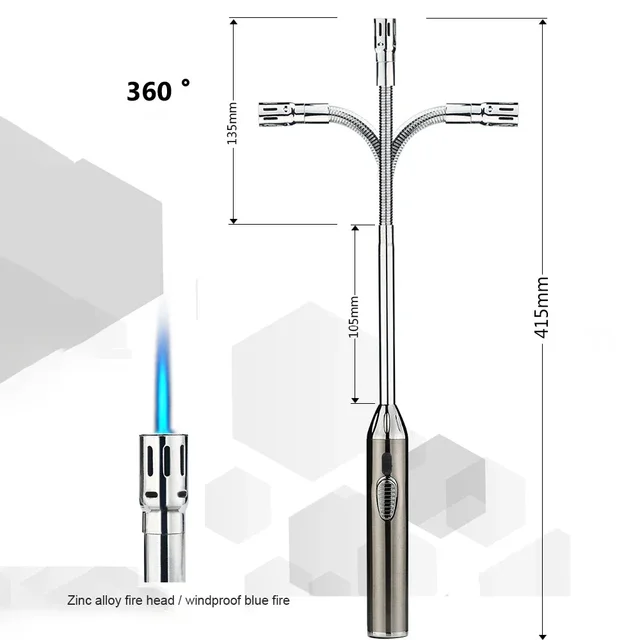 ولاعة لهب نفاثة فائقة الطول للمطبخ ، ولاعة شموع مقاومة للرياح قابلة للنفخ ، موقد غاز ، مدفأة شواء ، مسدس إشعال للطبخ الخارجي