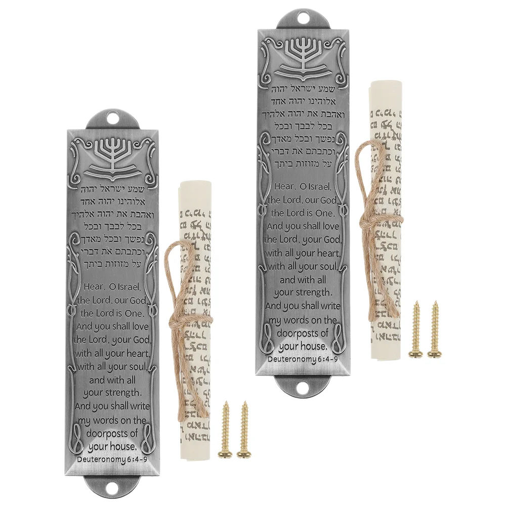 

Metal Mezuzah with Engraved Blessing Religious Mezuzah Decoration for Front Door Israel Crafts Gifts Religious Scrolls