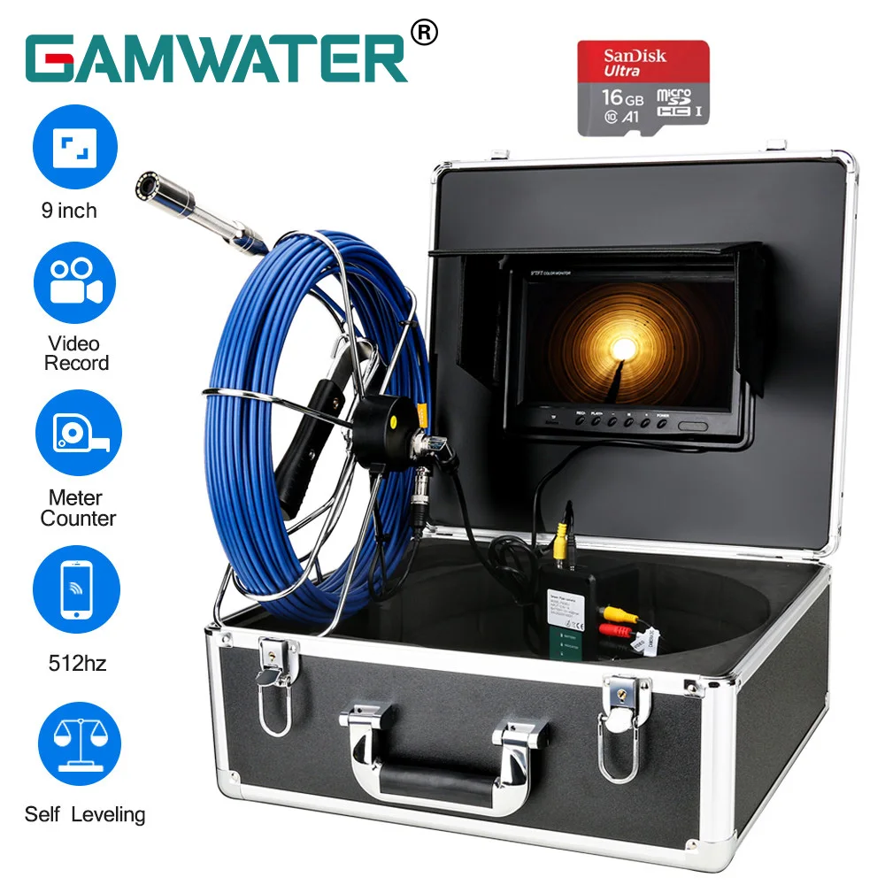 

9 "монитор DVR канализационная труба инспекционная видеокамера с счетчиком Авто самонивелирующийся 512 Гц трубный локатор 22 мм IP68 HD