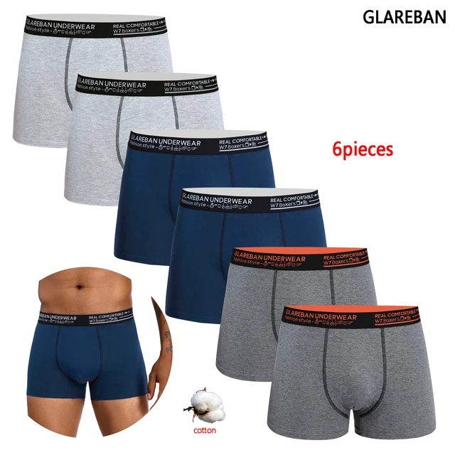6 piezas,  Bóxer de algodón para hombre, ropa interior, calzoncillos de lujo, caja deslizante, 2024 6