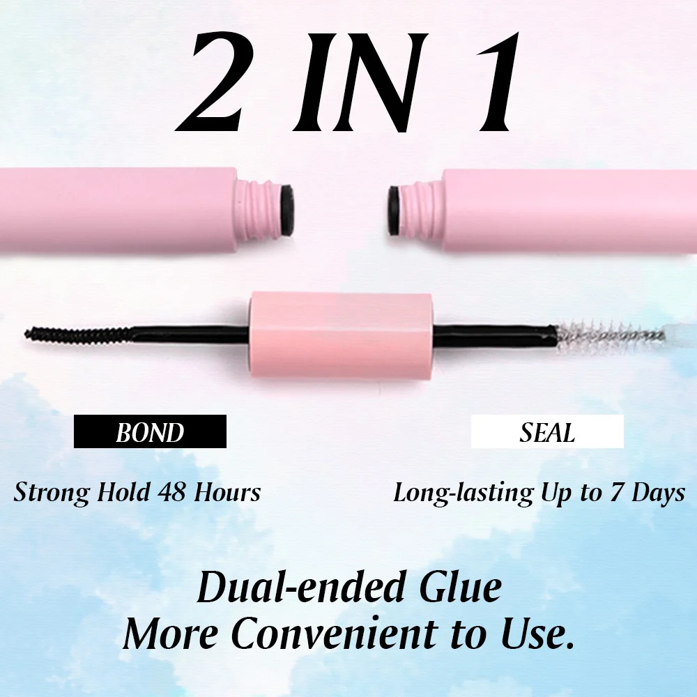 Eyelash Bond and Seal for DIY Lash Clusters Long Lasting Lash Glue Hold 48-72 Hours Waterproof Mascara Wand Makeup 3