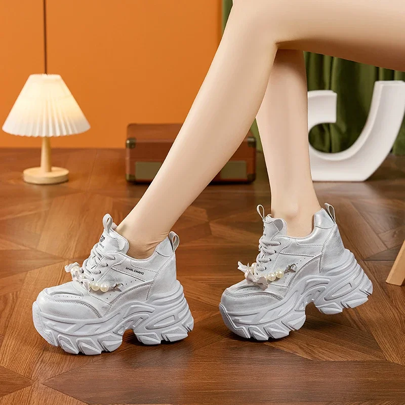 AUTUSPIN High Platform Chunky Shoes 2025 Women Fashion Beads Chains Decoration Sneakers Korean Style Female Vulcanized Shoes 46 AUTUSPIN High Platform Chunky Shoes 2025 Women Fashion Beads Chains Decoration Sneakers Korean Style Female Vulcanized Shoes - Image 6