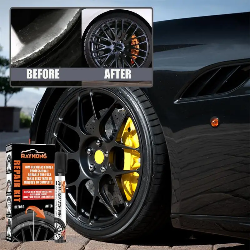 Black Wheel Scratch Repair Kit Alloy Wheel Hub Scratch Repair Pen Waterproof And Rust Resistant Alloy Kit wheel scratch repair kit