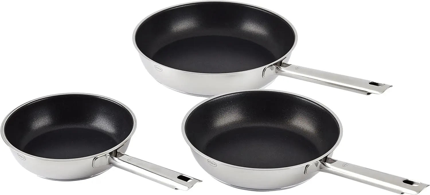 Diameter with Non-Stick Coating 3 Diameter, Stainless Steel, 24 cm, 3 Units