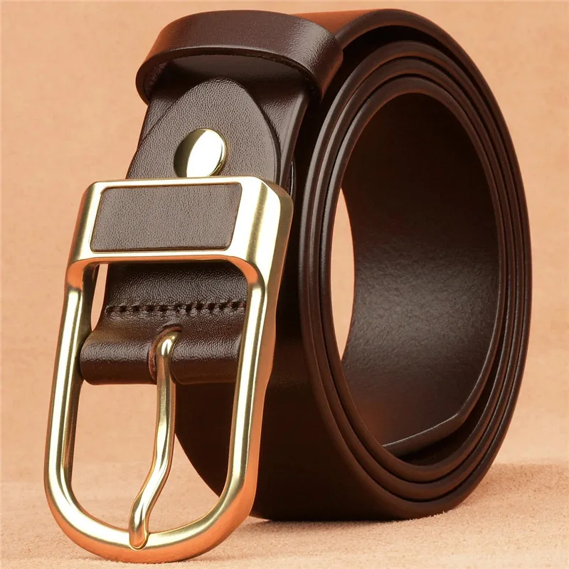 

Jeans Men Belt With Pin Buckle Classical Belt Men's Waistband PU Leather Belt Black Coffee Single Prong Roller