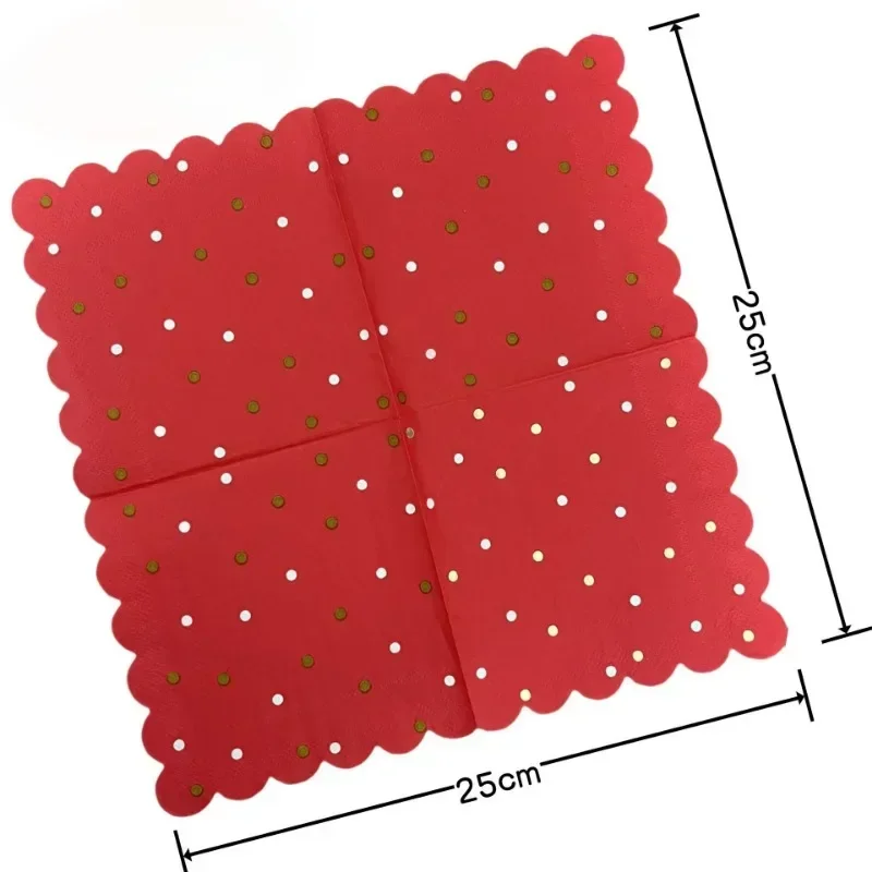 20pcs 25*25cm 3-Ply Creative Lace Red Paper Napkins Wedding Party Decoration Napkins Stamping Printed Paper Placemats