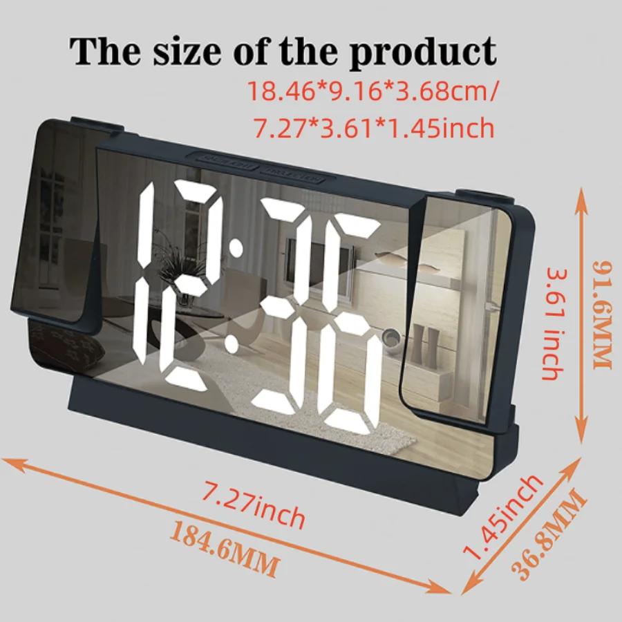 Advanced LED Projection Alarm Clock with USB Power