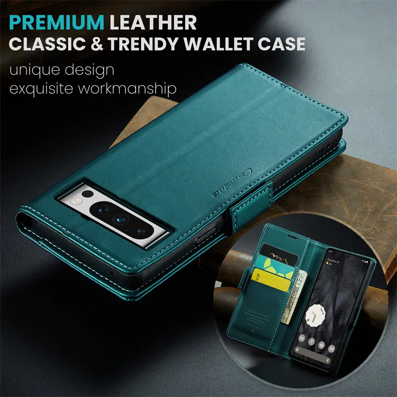 Luxury CaseMe Flip Stand Leather Wallet Phone Case with Card Slots and Book-Style Back Cover