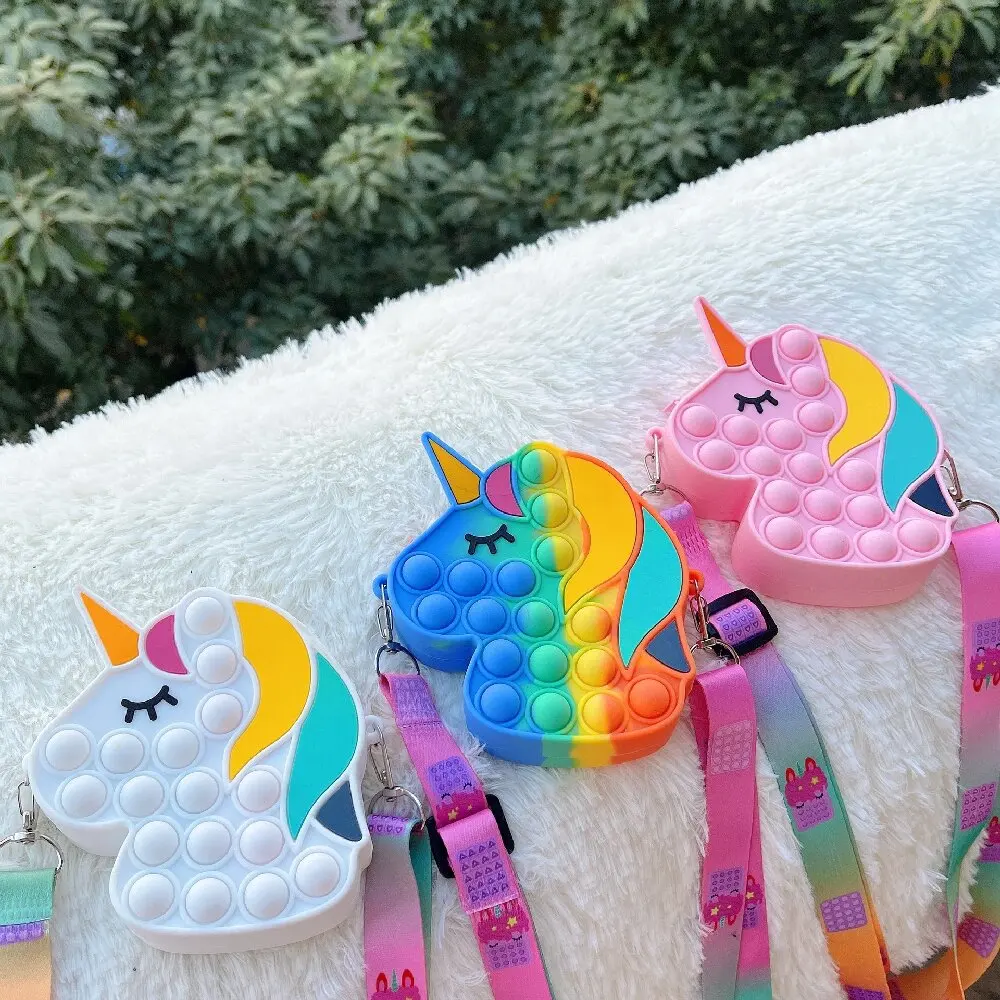 

Unicorn Popite Bag for Kids Squeeze Toy Cheap Anti Stress Relief Toy Pack Autism Accessories Popits Silicone Push Bubble Bag