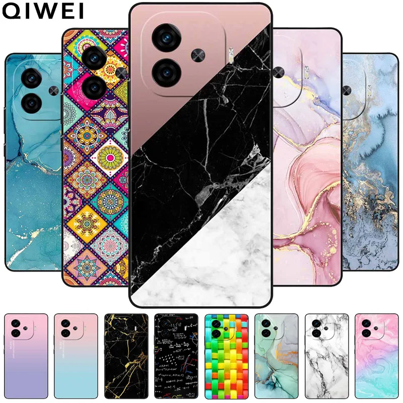 Soft Silicone Fashion Marble Shockproof Case - TPU Bumper Cover, 6.78