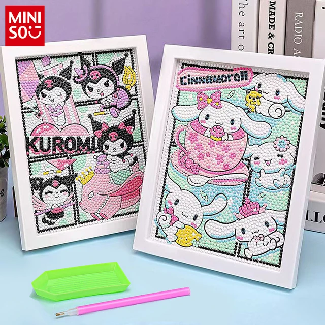 Sanrio diamant peinture Hello Kitty dessin animé plein diamant mosaïque 5D bricolage point de croix Kits diamant Art décor à la maison avec cadre 1