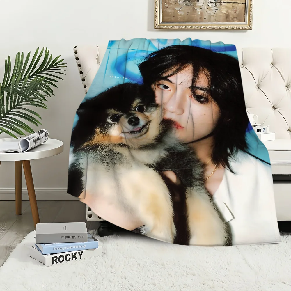Tae V Flannel warm comfort  H-Hyung soft plush blanket for idol sofa living SINGER room kpop office bedroom travel K-Kim gift 6