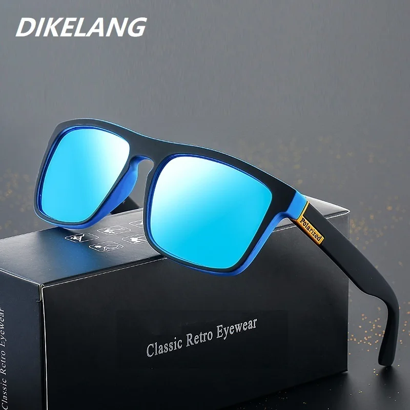 Модни квадратни ретро поляризирани слънчеви очила Мъже Жени Ретро шофиране Риболов Луксозна марка Дизайнерски слънчеви очила UV400 Очила