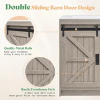 Double Bathroom Vanity with Sink, 61in Bathroom Storage Cabinet with Sliding Doors & Drawers, Dual Basin,Double Bath Vanity Sink 2