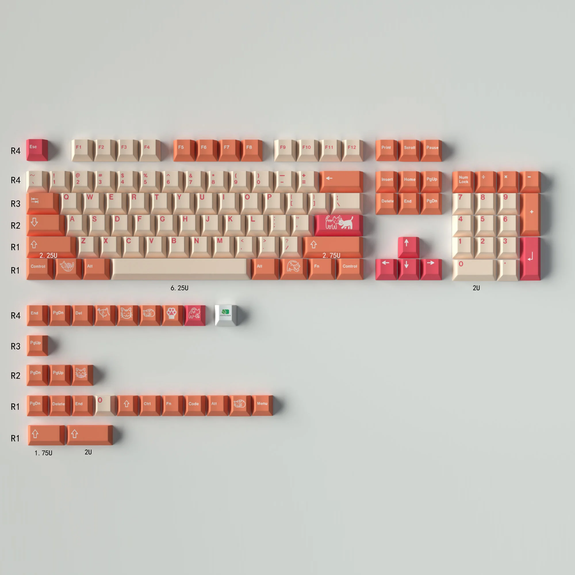 Gmk Laranja Boi Conjunto Grande Teclados Cereja Perfil Dye-sub Keycap Gaming Teclado Mecânico Personalidade Inglês Personalizado 64 64 - Imagem 5