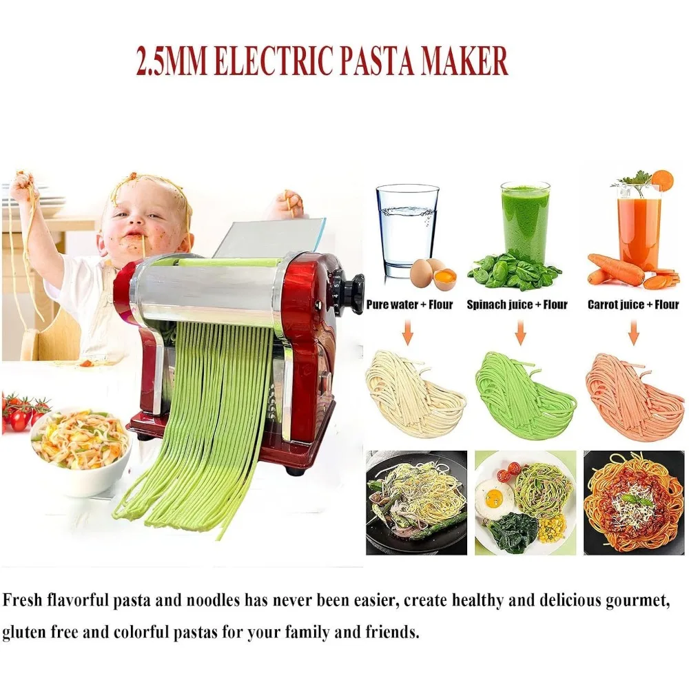 Electric Pasta Maker Household Noodle Making Dough Pressing Machine Built-in 2.5mm Cutter 135W 5Kg/H Output for Commercial Home 6