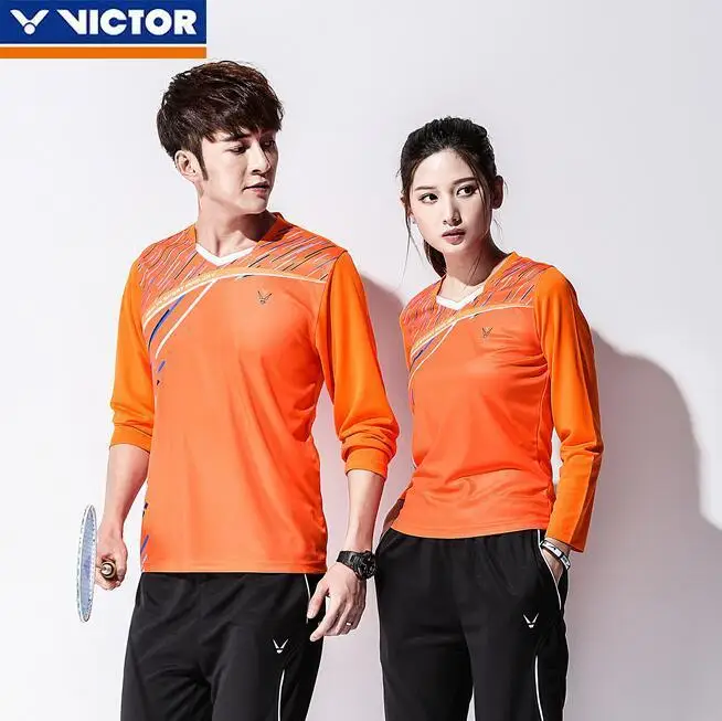Victor New Autumn and Winter Long Sleeve Badminton Suit Couple Men's and Women's Long Sleeve Sportswear