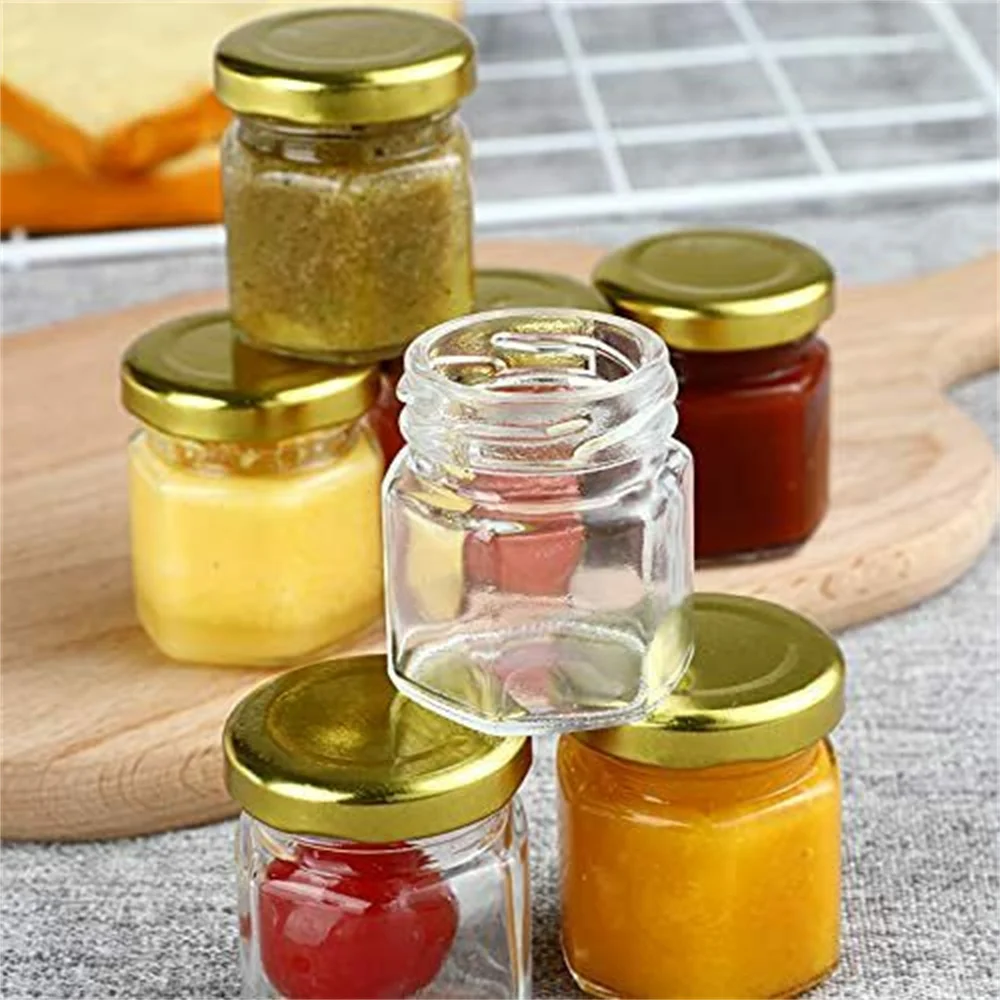 10pcs Pack Hexagon Glass Jars 45ml Premium Food grade Mini Jars With