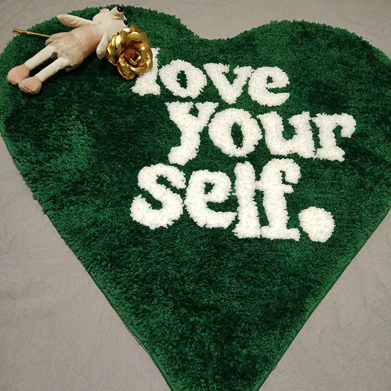 Tufting Heart Bedroom Rug Fluffy Letters Carpet Living Area Foot Pad Kids Room Doormat Aesthetic Home Warm Decor Rugs floor mat shaggy rugs