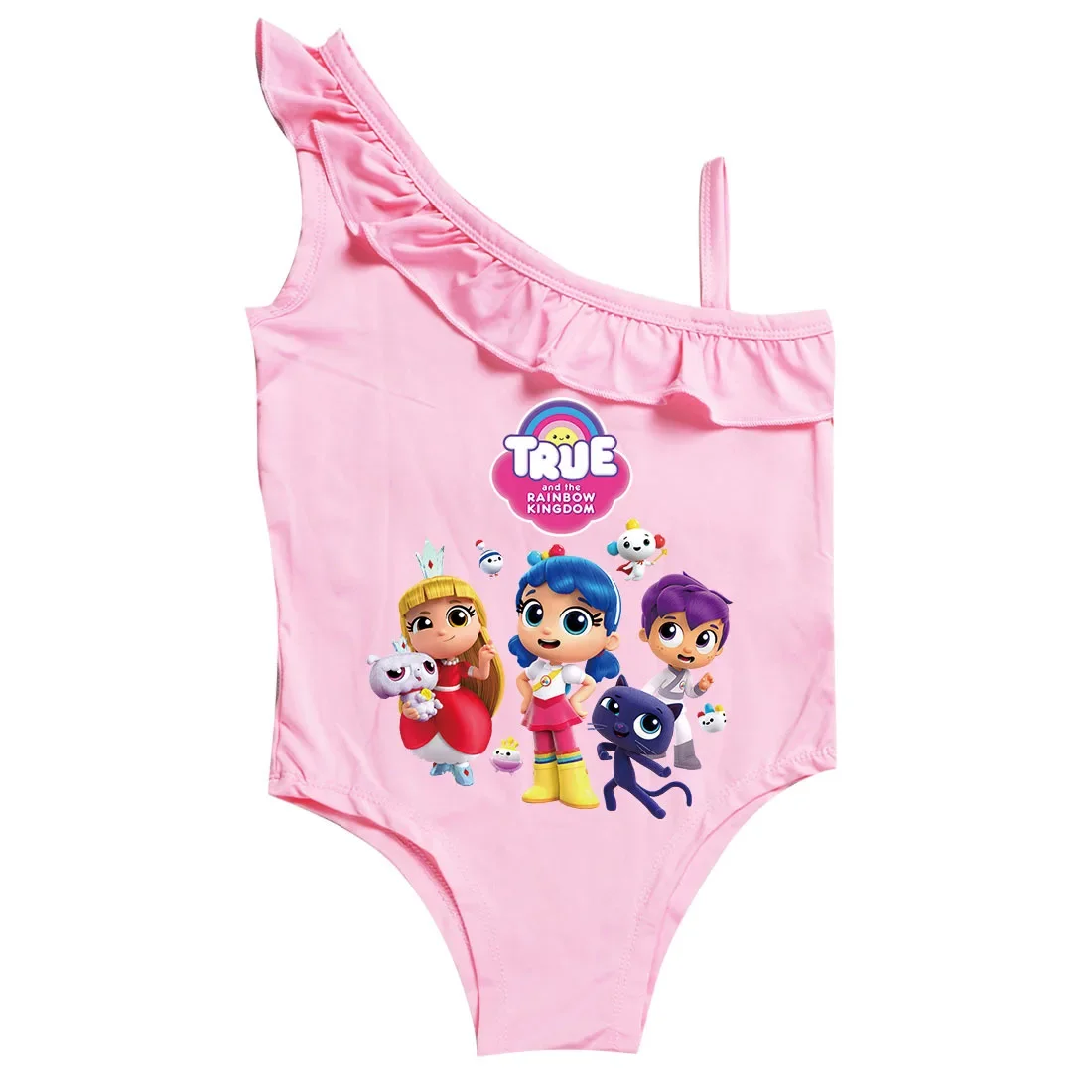 2-10Y Girls Swimsuit Cartoon True and The Rainbow Kingdom One Piece Sleeveless Swimming Outfit