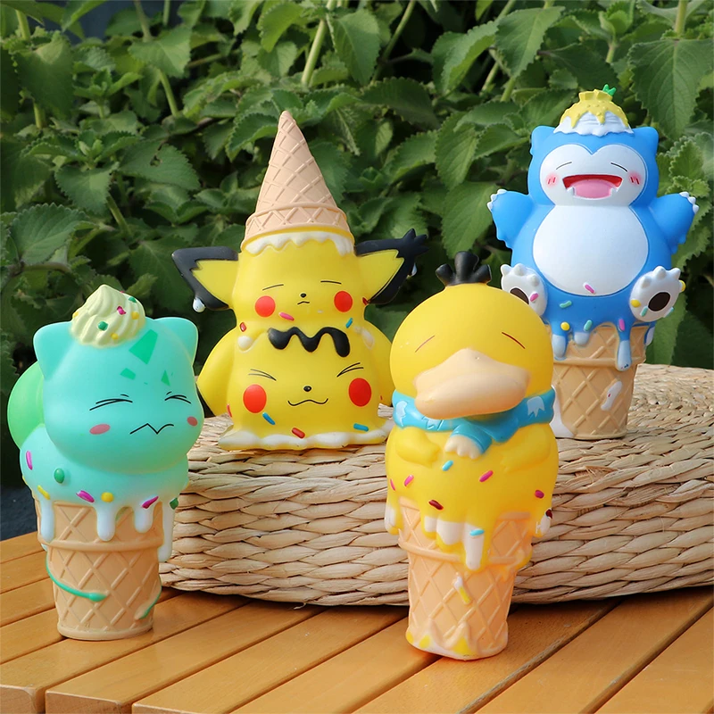 

Kawaii Anime Pokemon Sweetcone Series Figurine Cartoon Pikachu Psyduck Snorlax Snorlax Doll Ornament Decoration Christmas Gift