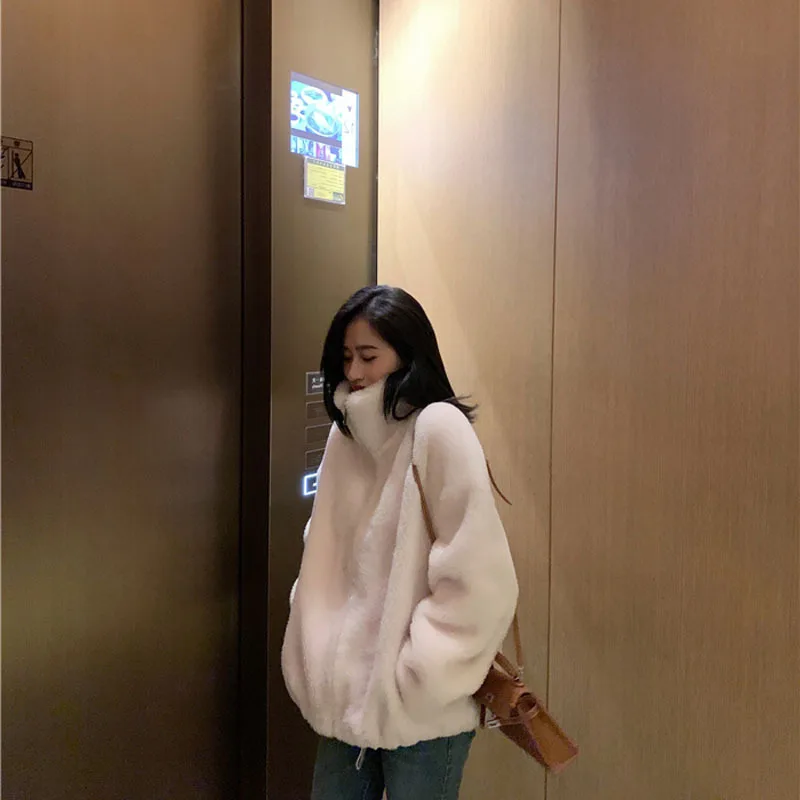 New All-wool Fur Coat Lamb Wool Grain Cashmere Sheared Wool Fur Integrated Zipper Coat