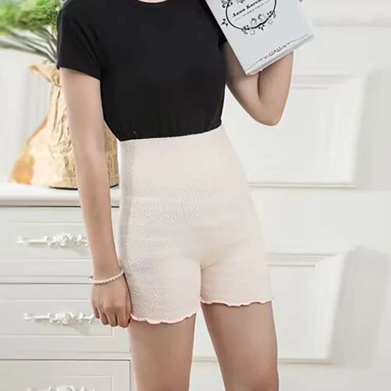 2024Winter Thickened Leggings Knitted Double Layer Large Velvet Girls Adult Belly Protection Warm High Waist Warm Palace Shorts