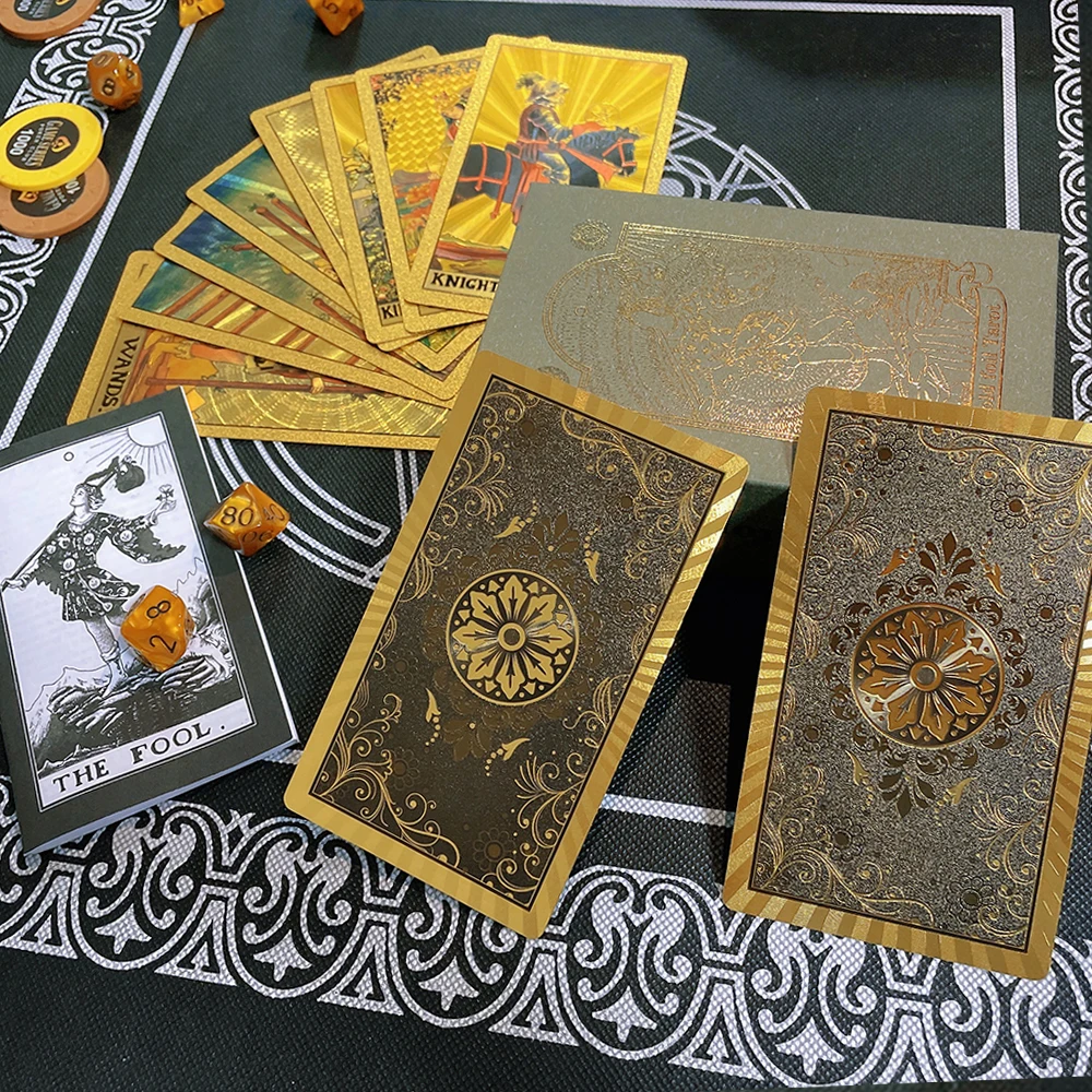 Set Tarot Cards Gift Box Luxury Gold Foil Tarot Card Hot Stamping PVC Waterproof Wear-resistant Board Game Solitaire Divination