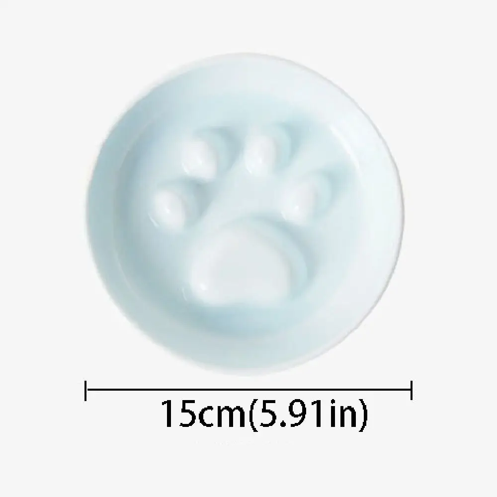 Ceramic Cat Food Water Bowl Non-Slip Anti-flip Cat Slow Food Bowl Anti-vomiting with Acrylic Stand Pet Feeder Bowl