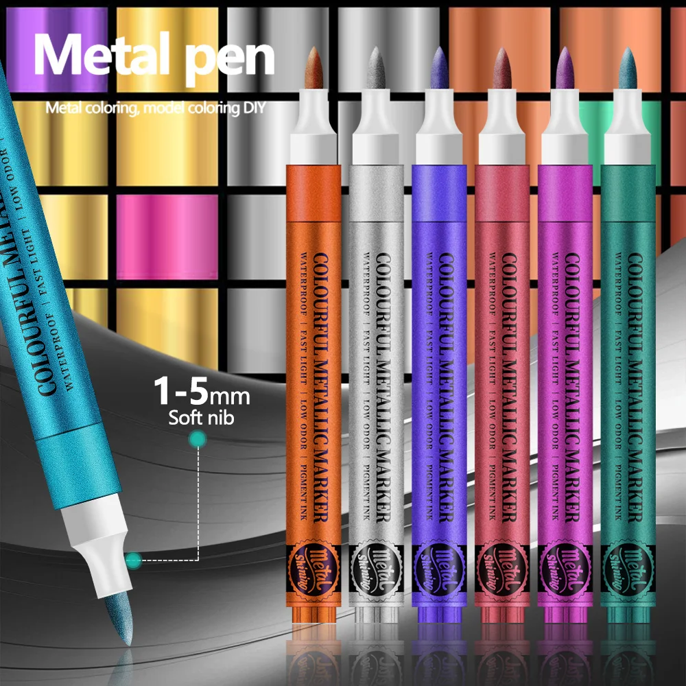 12-Pack Metallic Paint Pens - Gold & Silver Markers For DIY, Rock Painting, Wood, Fabric