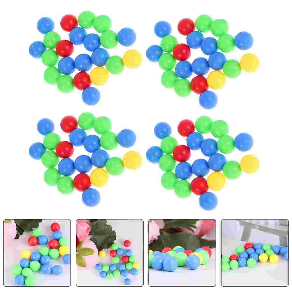 

4 Bags Color Beads Marbles Round DIY Craft Checkered No Holes Educational Game Balls Replacement Parent-child