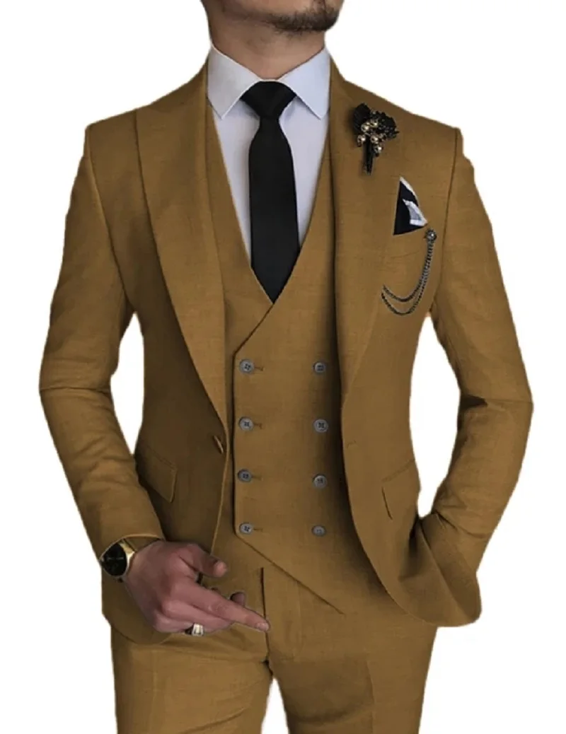 Costume Homme Black Wedding Business Men Suits Prom Terno Masculino Groom Bridegroom Slim Fit Blazer 3 Pcs Jacket+Pant+Vest