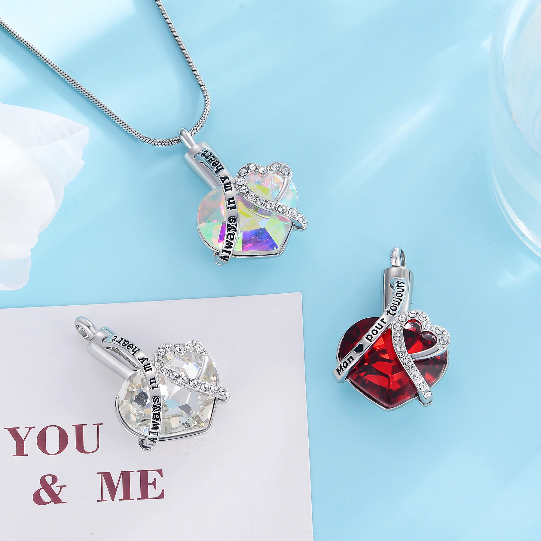 Dropship Amerixun Feuerbestattungsschmuck Always in my heart Andenken Urnen-Halskette Schmuck für Asche – Detail 6